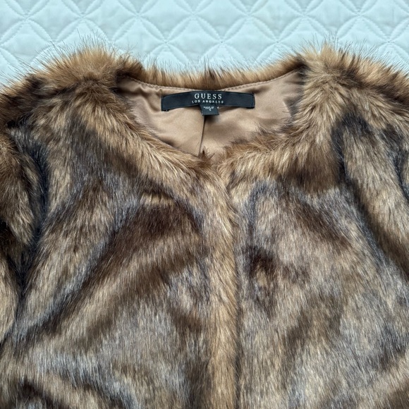 Guess Brown Faux Fur Teddy Jacket Size S - Picture 4 of 15